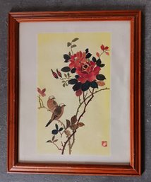 Vintage Chinese Art, Labeled Painted/ Decorated Mixed Media, Frame 18.5x 22.5'