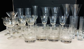 Large Lot Of Vintage Wine & Other Glasses