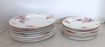 Vintage Lot Of 16 Epiag Czechoslovakia China Bridal Rose Dinner Plates & Salad Plates