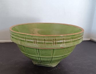 Vintage 1920s McCoy 8' Green Stoneware Bowl, Rim Chip