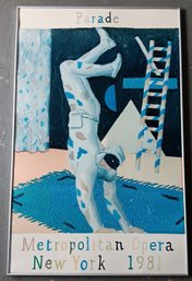 David Hockney 'Harlequin' Parade Poster Print, 1981 Metropolitan Opera, Used