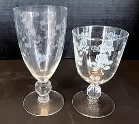 Two Sets Of Stem Ware Glasses, Circa 1940s