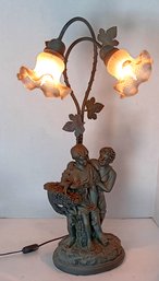 Metal Figure Table Lamp, Attic Find W/ Chip Shade (last  Photo)