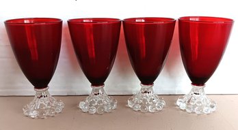 Set Of 4 Ruby Red Stem Glasses