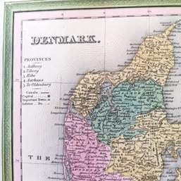 Antique 1846 Rare DENMARK Original Map By H.L.Tanner, Size 14x 17.5'n Hand Coloring