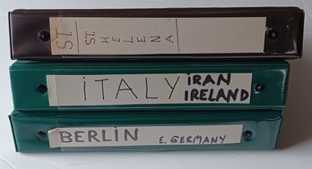 3 Stamp Albums: Italy, Berlin, St. Helena
