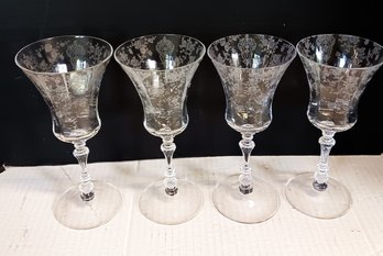 Cambridge 'Rose Point' Set Of 4 Water Stem Glasses