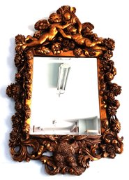 Rare Cherub/ Angel Gold Rococo Style Mirror, Large 30 By 48 Inch,  Syroco 1970s