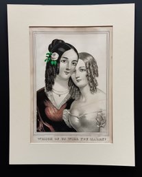 Antique 1846 Hand Color Litho 'Which Will You Marry?' Sarony & Major, 19'