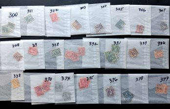 US Stamps, Scott 300 Series, Many W/ Duplicates, 22 Packets