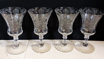 Cambridge 'Rose Point' Set Of 4 Parfait Stem Glasses