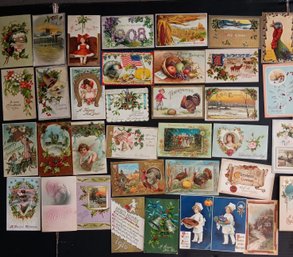 35 Antique Post Cards - Christmas, Thanksgiving, New Years