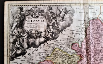 Antique 1740 Engraved Historical Map 24x 20', East Europe 'Moravia Czech Map' , Johann Homann