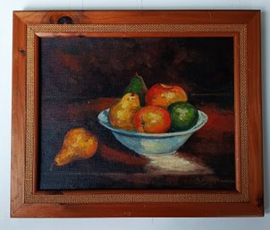 Vintage Oil Painting Of Fruit, Roselle Boogdanian, 14x 17 Inch