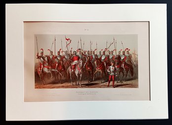 Antique 1876 Hand Color Lithograph, 2nd Of 2, Celebrating 'Battle Of Murten', Jauslin