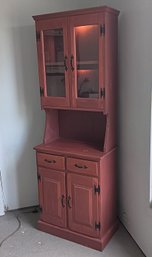 Pine Farmhouse Kitchen Cupboard, Lighted Contemporary, 25' Wide, 72' Tall