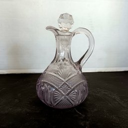 Antique, 1900, Pattern Glass Cruet, Fancy Arch Pattern / Hand Blown Glass,  Mckee, No Chips