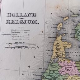 Antique 1846 Rare Original Map By H.L.Tanner, Holland & Belgium, 14x 17.5'