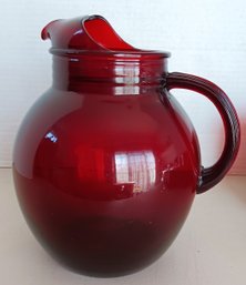 Vintage 13 Piece Set, Royal Ruby Red Pitcher & 2 Sets Glasses (Ice Tea & Juice)  Anchor Hocking VG Condition