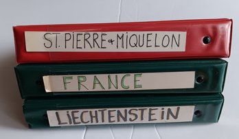 3 Stamp Albums, Displayed In See-thru Packets, France-Liechtenstein-St.Pierre, Dealer Inventory Mint Stamps