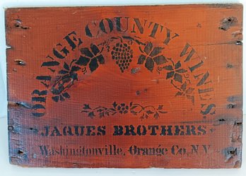 Original Wine Crate Advertising Panel, Jaques Brothers (Brotherhood Winery) Washingtonville