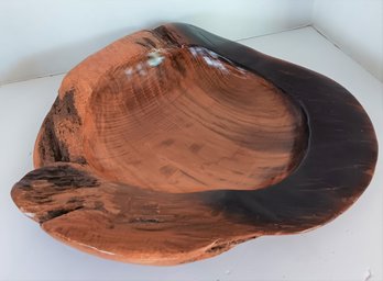 Natural Edge Hand Turned Wood Bowl, Organic Form 14' OD, 9' Inside Bowl, Burl Wood Centerpiece