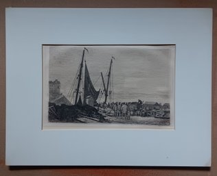 E. Nicolle (1830-1894), 'Saint-Valery-en-Caux,' Etching, Signed In Plate, Printed By Chalcographie Du Louvre