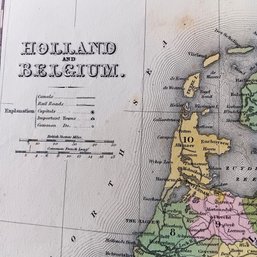 Antique 1846 , Holland & Belgium, Rare Original Map By H.L.Tanner, 14x 17.5'