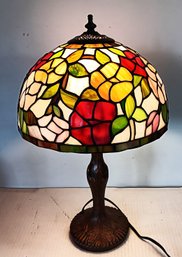 Contemporary Tiffany Style Leaded Glass Table Lamp, 21' Tall, No Breaks. 2nd Of 2 Offered