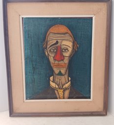 'Tete The Clown', 1955 By Bernard Buffet, Expressionism Style, Enhanced & Printed On Canvas, Listed Artist