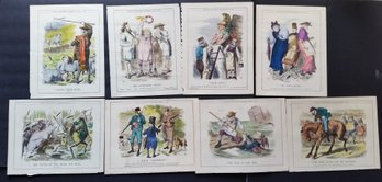 Antique 1880s Set Of 8 Punch Political Cartoons , Size 8.5x 11 Inch