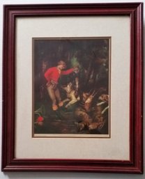 Vintage Print 1937,  Met Museum Issue Of 'After The Hunt' Circa 1859 By Courbet, Framed