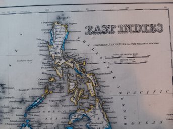 Antique 1855 Original Map 'east Indies' J.H. Colton 17x 14 Inch