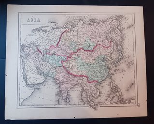 Antique 1855 Original Map 'asia' J.H. Colton 17x 14 Inch