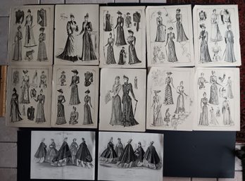 Antique 1890s Original Fashion Plates, Set Of 12,  'l'art De La Mode' 10x 14.5 Inch