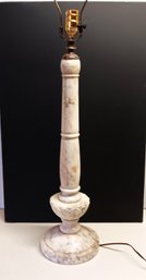 Antique White Marble Table Lamp, 23' Column Banquet Size, Rewired