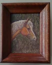 Impressionist 1970s Horse Profile Oil Painting, Dan Caggiano Listed PA Artist