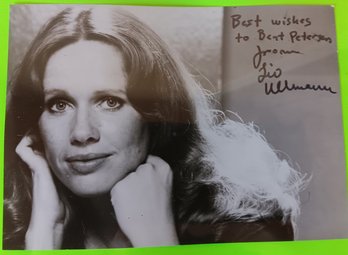 Vintage Liv Ullmann Collection- News Clippings, Pictures, Autograph. Framed 21x 23 Inch