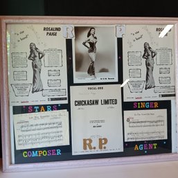 Vintage Rosalind Paige Collection- News Clippings, Music, Pictures, Autograph. Framed