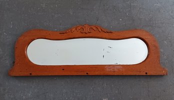 Antique Oak Mirror (Originally Used On A Desk Or Bookcase) Circa 1900, 30 Inch Long