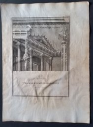 Original Antique 1760 Historical Etching Of Excavation POMPEII Architecture 19x 14 Inch