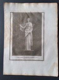 Original Antique 1760 Historical Etching Of Excavation POMPEII Mural Of A Woman 19x 14 Inch