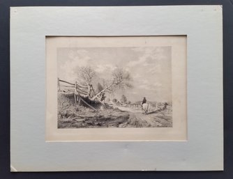 Antique 1800s ROCKLAND COUNTY NY Engraving J.W. Hill, Mat 14 By 18 Inch