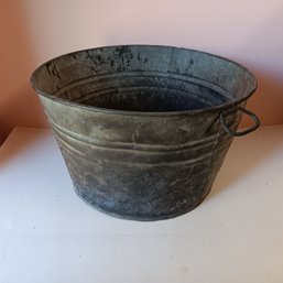 Antique Very Large Metal Bucket/ Pail, 2 Handles, 12 High, 20 Widest Size