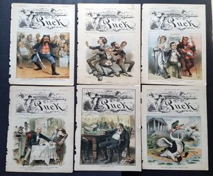 Antique 1880s PUCK Political Cartoons From NY 10 By 13.5 Inch