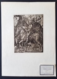 Engraving After Albrecht Durer KNIGHT, DEATH, DEVIL Franz Hanfstaengl Sheet 13 3/4 By 19 Inch