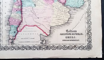 Antique 1859 Map CHILI J.H. Colton Size - 14 By 17.5 Inch