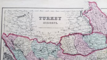 Antique 1855 Map TURKEY J.H. Colton Size - 14 By 17.5 Inch