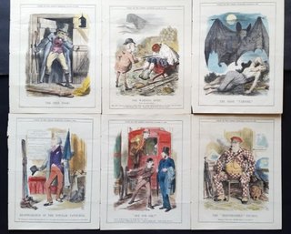 Set Of 6 Antique 1880s PUNCH Political Cartoons From NY Size 8.5 By 11 Inch