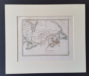 Antique Map 1835 'British America' (Eastern Canada) T.G.Bradford Mat 17 By 14.5 Inch